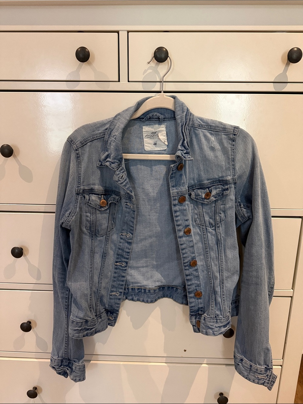 H&M Light Blue Denim Jacket with L.O.G.G. Label size 8 (M)